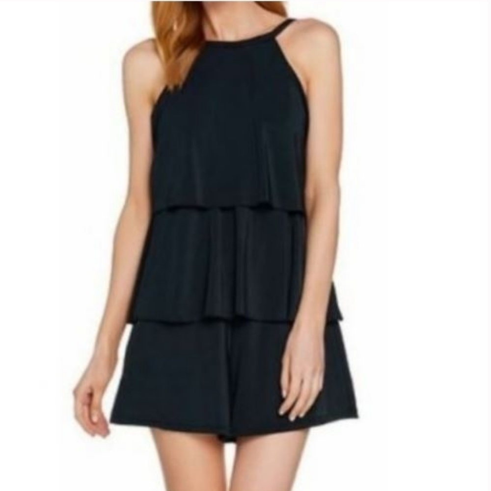 Black Tiered One-Piece Swimdress